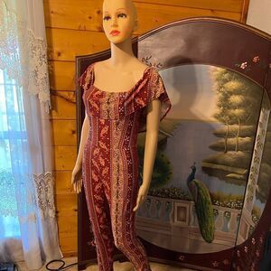 Whisper Dark Red Jumpsuit Size M NWOT